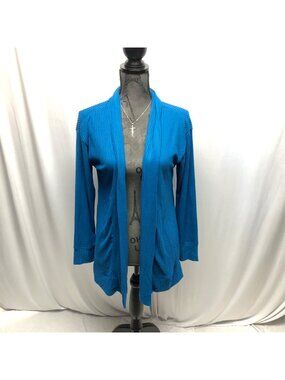 Cuddl Duds Open Front Ribbed Cardigan Womens Size XS Blue Soft Lightweight NEW